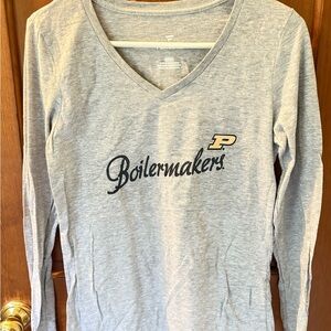 Fanatics Gray Boilermakers V-Neck Long Sleeve